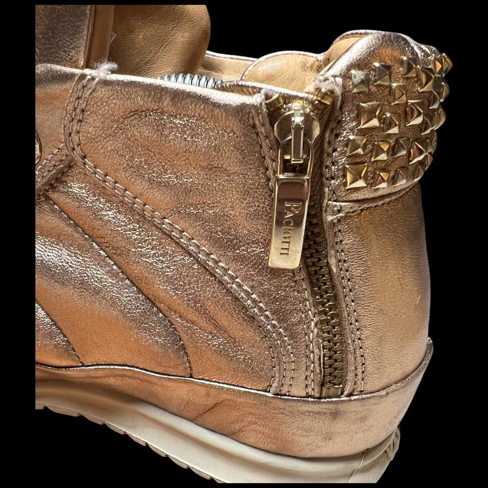 CESARE PACIOTTI Luxury 4US Women's 37/US 7 Gold High Top Sneakers Studs - Picture 14 of 16